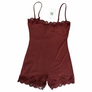 Katchme Lace Trim Romper Maroon (Red Brown) Onesie, From TikTok Shop, New W/ Tag